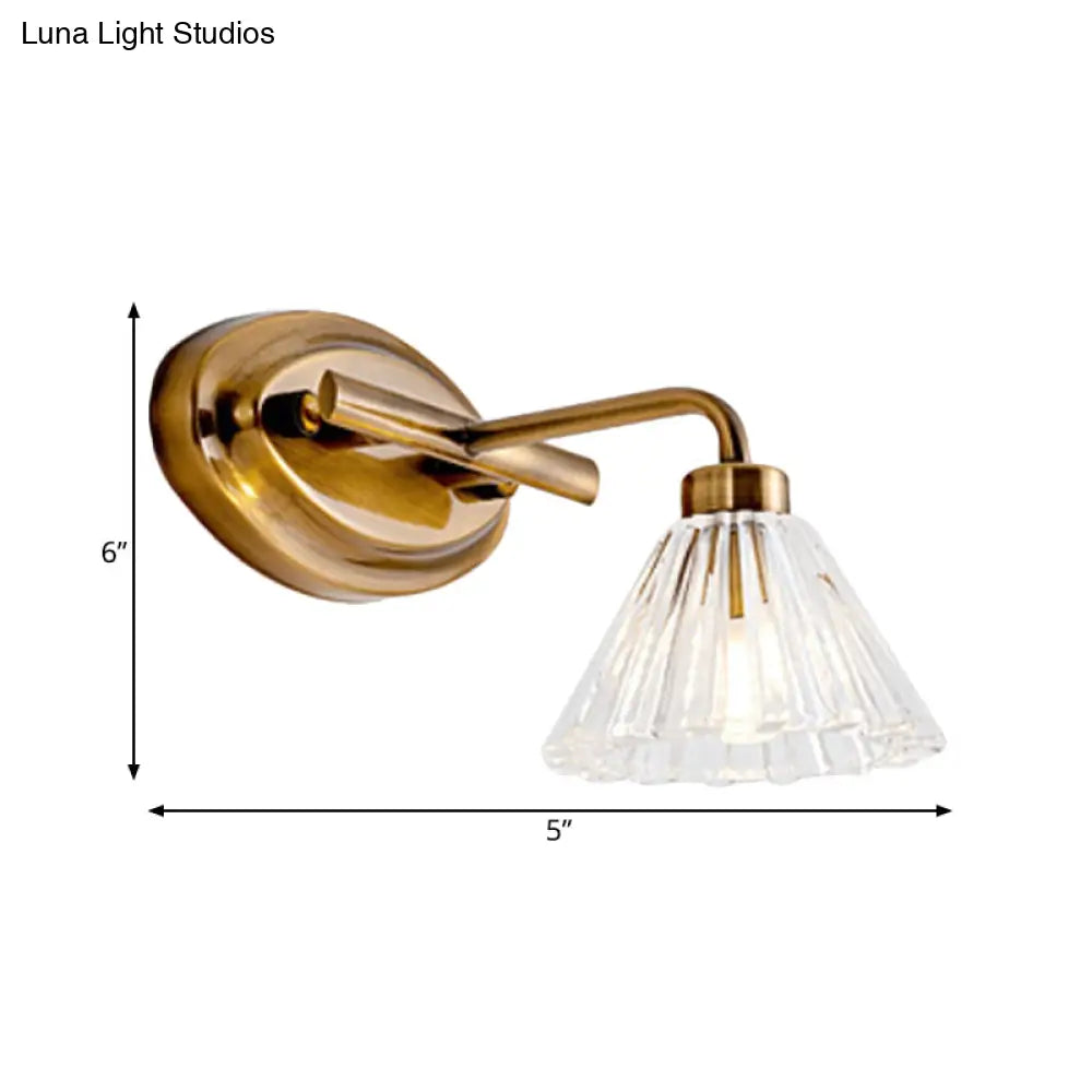 LED Vanity Light Fixture Brass Metal Cone Shade for Bathroom Mirror 1 2 3 4 Light Wall Mount Sconce Traditional Colonial Design Powder Room