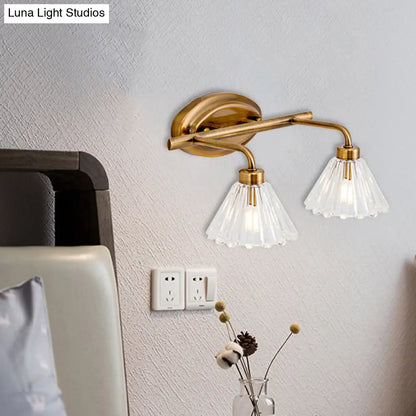 LED Vanity Light Fixture Brass Metal Cone Shade for Bathroom Mirror 1 2 3 4 Light Wall Mount Sconce Traditional Colonial Design Powder Room