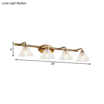 LED Vanity Light Fixture Brass Metal Cone Shade for Bathroom Mirror 1 2 3 4 Light Wall Mount Sconce Traditional Colonial Design Powder Room
