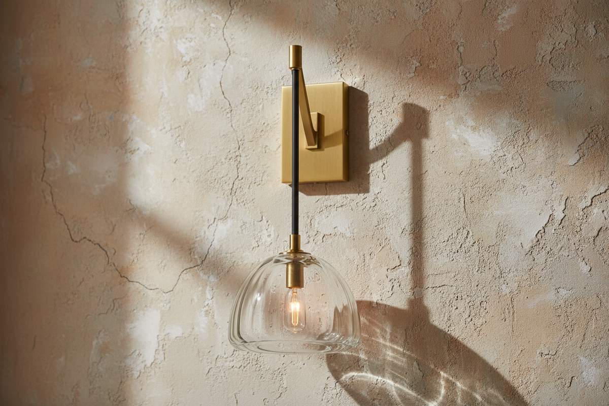 Glass Shade Sconce Light 16 in Copper Arm for Bedroom Hallway Ambient Lighting Fixture Brass Black Metal Industrial Style Wall Mount