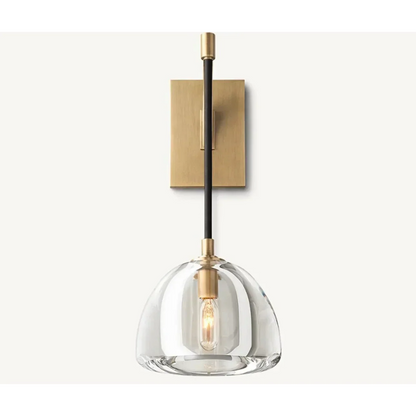 Glass Shade Sconce Light 16 in Copper Arm for Bedroom Hallway Ambient Lighting Fixture Brass Black Metal Industrial Style Wall Mount