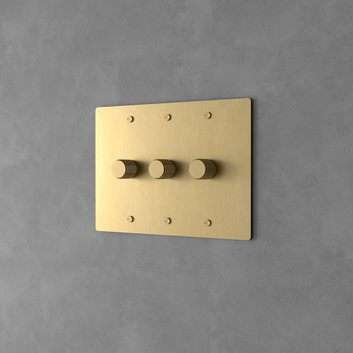 Rotary Light Dimmer Switch with Brass Knob for Stepless Brightness Adjustment in Living Room Bedroom Hallway Contemporary Wall-Mounted Panel