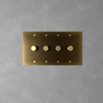 Rotary Light Dimmer Switch with Brass Knob for Stepless Brightness Adjustment in Living Room Bedroom Hallway Contemporary Wall-Mounted Panel