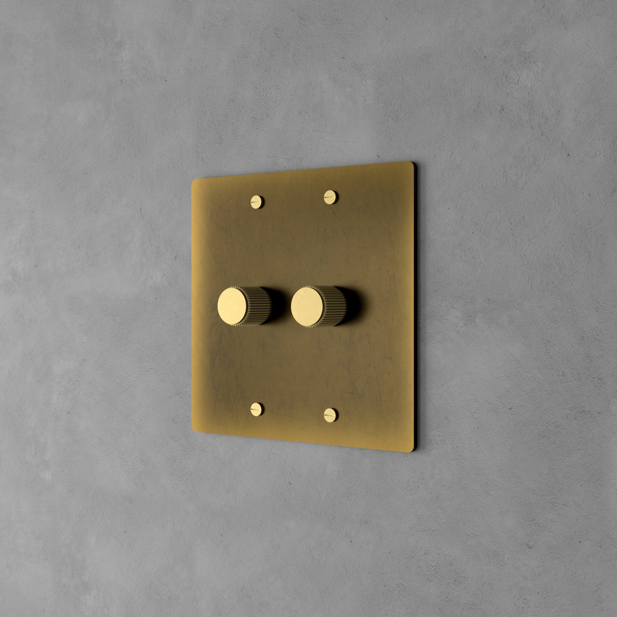Rotary Light Dimmer Switch with Brass Knob for Stepless Brightness Adjustment in Living Room Bedroom Hallway Contemporary Wall-Mounted Panel