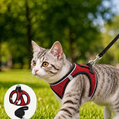 Ortekor Breathable Cat Harness & Leash Set for Outdoor Walks - Adjustable Escape-Resistant Step-In Vest