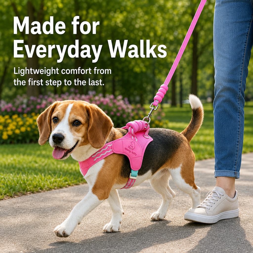 Ortekor Breathable Padded Dog Harness & Leash Set for Daily Walks - Easy-Control Vest for Small & Medium Dogs