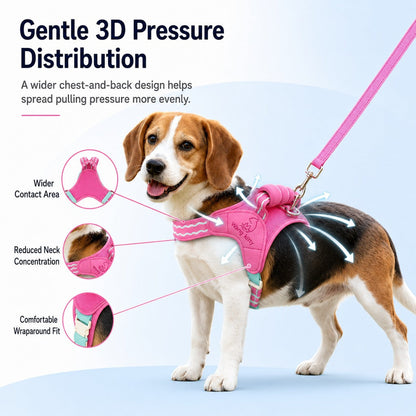 Ortekor Breathable Padded Dog Harness & Leash Set for Daily Walks - Easy-Control Vest for Small & Medium Dogs