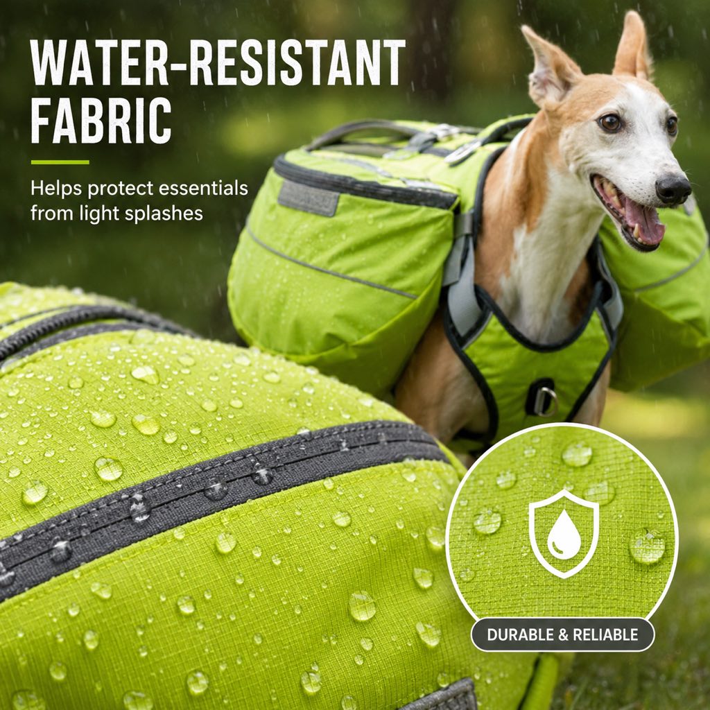 Ortekor Dog Saddlebag Backpack Harness for Hiking & Camping - Hands-Free Storage for Water, Treats & Trail Essentials