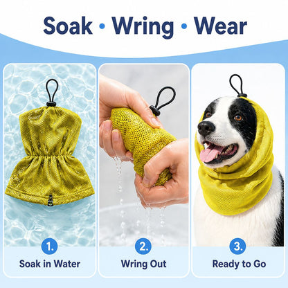 Ortekor Water-Activated Dog Cooling Snood for Summer Walks - Lightweight Neck & Ear Cooler for Hot Weather, Beach Days & Long-Fur Dogs
