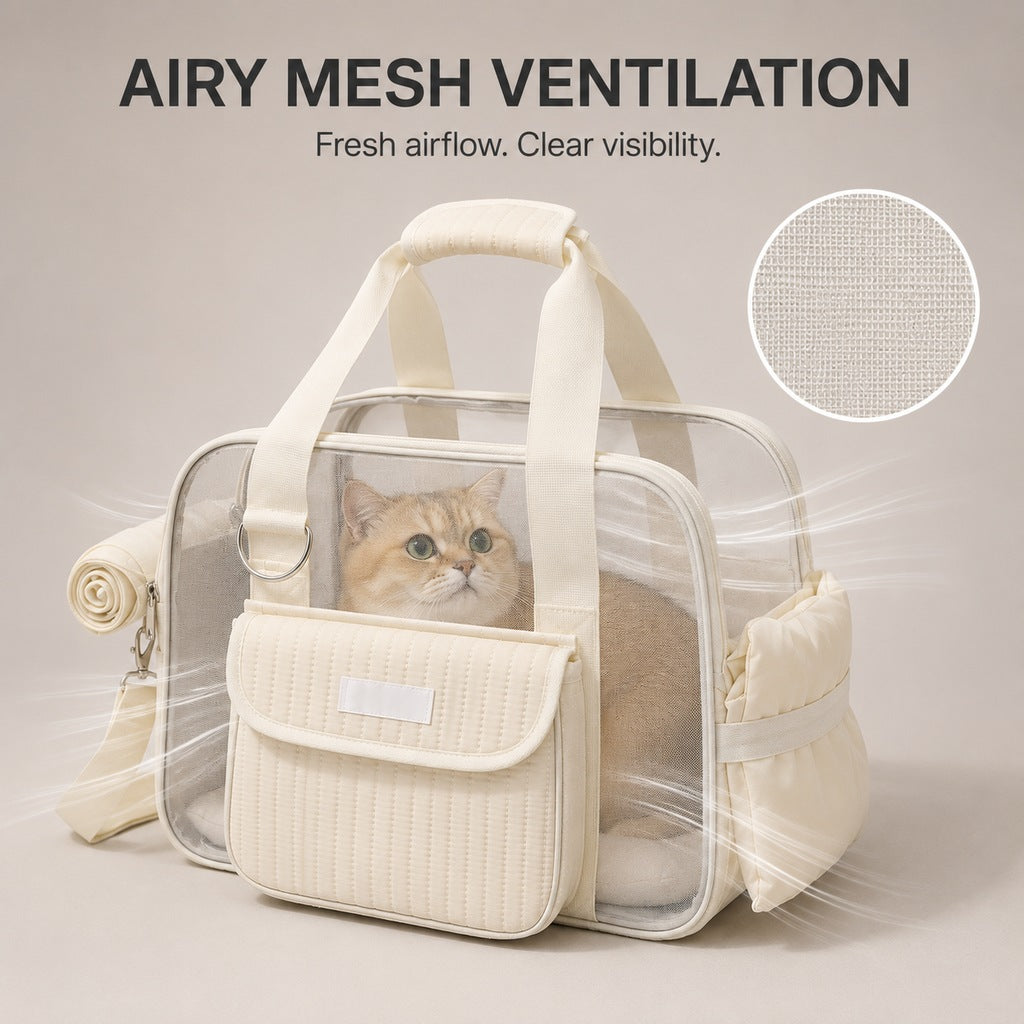 Ortekor Breathable Mesh Pet Carrier Tote for Cats & Small Dogs - Comfortable Travel Bag for Cafes, Vet Visits & Daily Outings