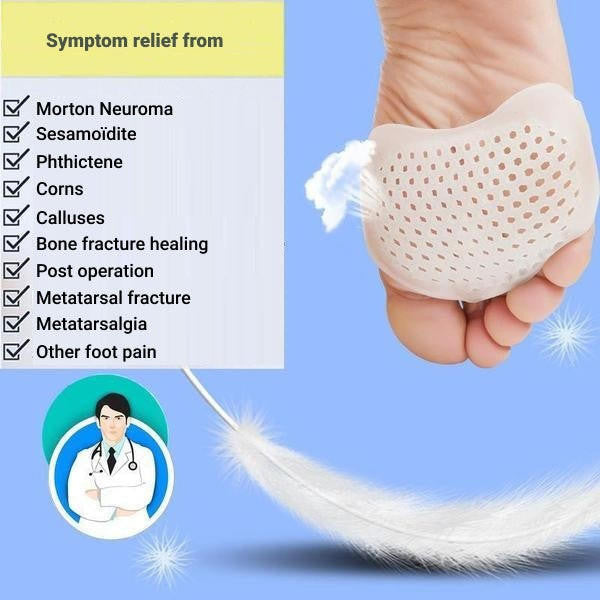 Gel Forefoot Cushions with Ventilation Holes – Relief for Ball of Foot Pain, Neuroma & Metatarsalgia – Washable Inserts for Shoes & Socks