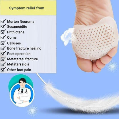 Gel Forefoot Cushions with Ventilation Holes – Relief for Ball of Foot Pain, Neuroma & Metatarsalgia – Washable Inserts for Shoes & Socks
