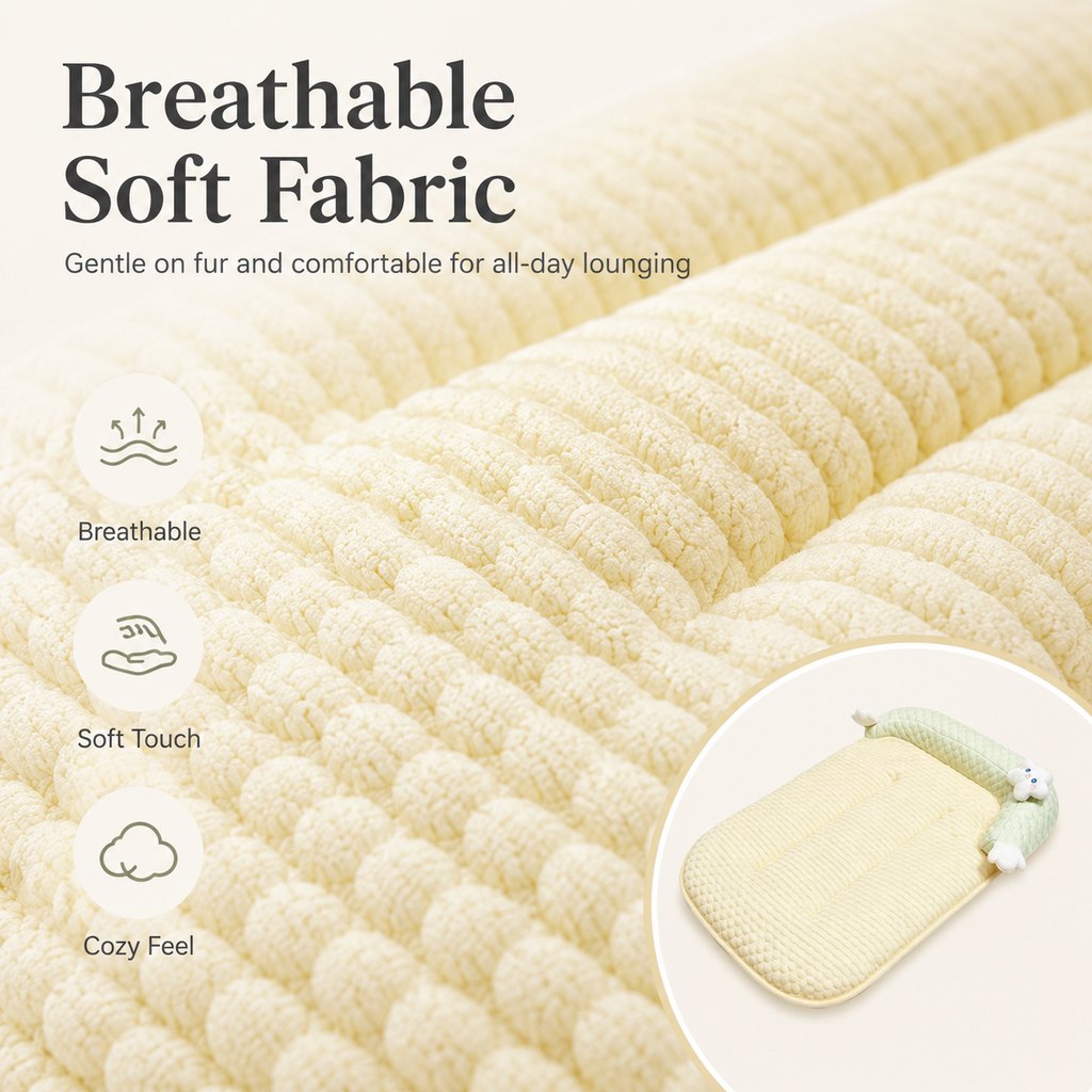 Ortekor Breathable Pet Sofa Mat for Sunny Window Naps & Hard Floors - Soft Bolster Lounger for Cats & Dogs