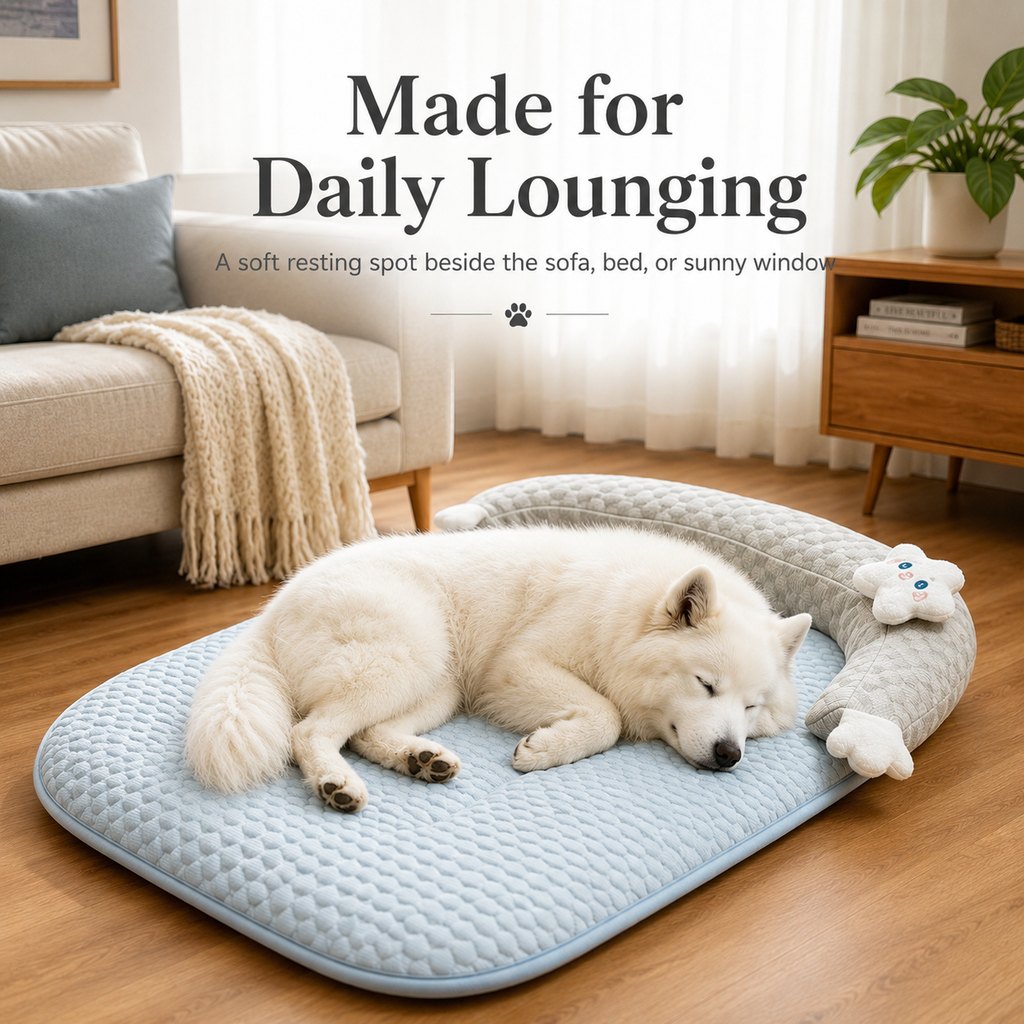 Ortekor Breathable Pet Sofa Mat for Sunny Window Naps & Hard Floors - Soft Bolster Lounger for Cats & Dogs