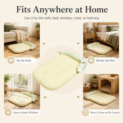 Ortekor Breathable Pet Sofa Mat for Sunny Window Naps & Hard Floors - Soft Bolster Lounger for Cats & Dogs