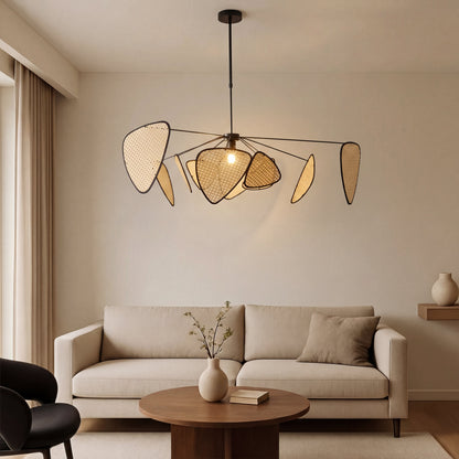 Woven Rattan Hanging Pendant Light Natural Organic Design Warm LED Lighting for Dining Room Bedroom Boho Modern Farmhouse