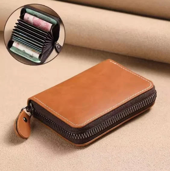 Slim Multi-Slot Card Holder Wallet with RFID Protection for Women – Compact Leather Credit Card Organizer Case for Purse, Travel &