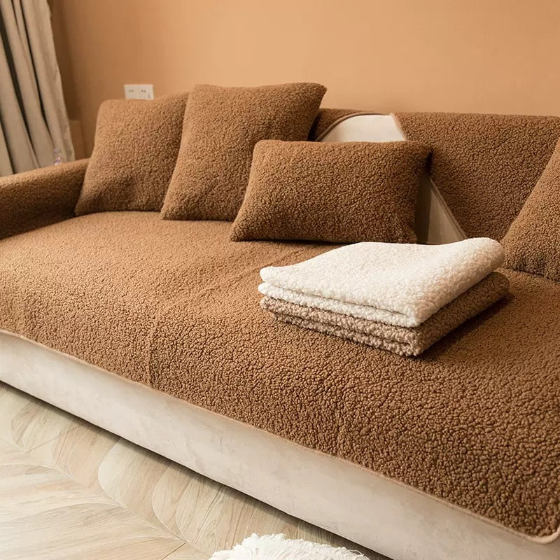 SnugNest – Teddy Sherpa Sofa Cover