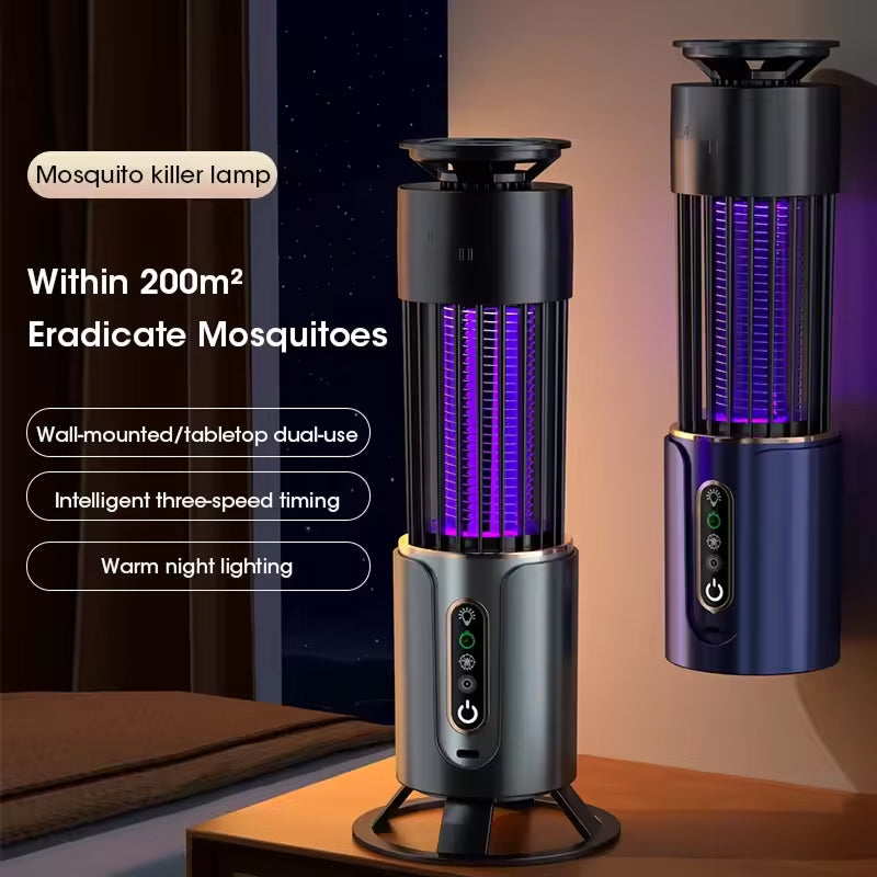 Indoor UV Electric Mosquito Zapper Trap with Night Light for Bedroom & Living Room Coverage