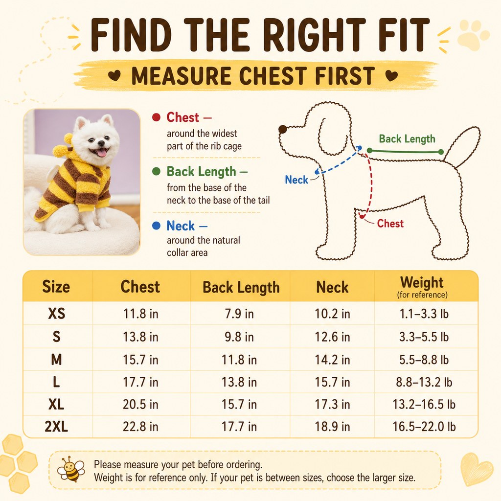 Ortekor Bumblebee Dog Costume for Small Dogs – Cozy Plush Hoodie with Wings or Four-Leg Fleece for Halloween, Fall Walks & Cold Weather