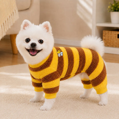 Ortekor Bumblebee Dog Costume for Small Dogs – Cozy Plush Hoodie with Wings or Four-Leg Fleece for Halloween, Fall Walks & Cold Weather