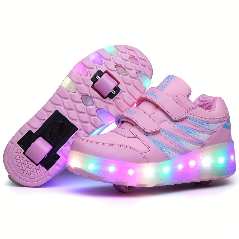 LED Light-Up Roller Sneakers for Kids | Detachable Wheels | Fun Glow Shoes for Girls & Boys