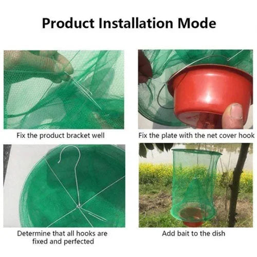 Outdoor Hanging Fly Catcher Trap with Natural Bait Compartment for Yards Barns Patios | Chemical-Free Pest Control Solution