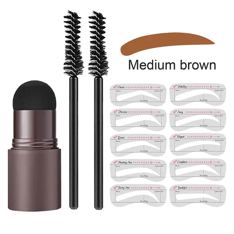 Eyebrow Stamp & Stencil Styling Kit – Quick Shape & Fill Tool for Natural Looking Arches, Includes Multiple Shades & Templates for