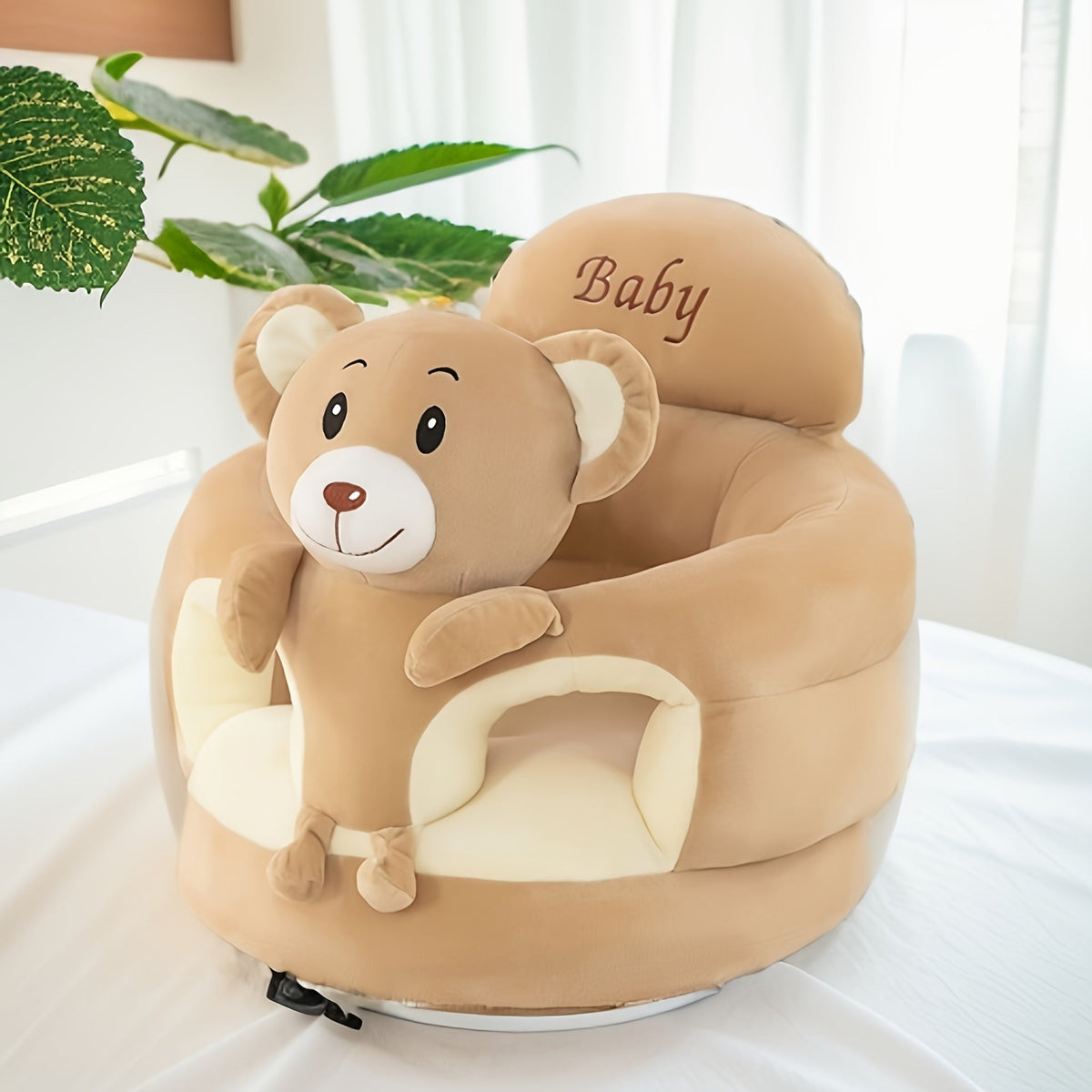 Infant Support Chair with Plush Animal Design for Early Sitting Practice, Soft Padded Nursery Seat for Baby Balance Development, Portable Wa