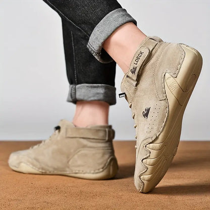 Men's Waterproof High-Top Sneakers with Elastic Slip-On Design - Durable Rubber Sole Boots for Street Style & All-Weather Wear