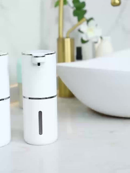 USB Rechargeable Hands-Free Foam Dispenser with Motion Sensor for Sink Counter Kitchen Bath | 13 fl oz Wall-Mount Hygiene Station for Modern