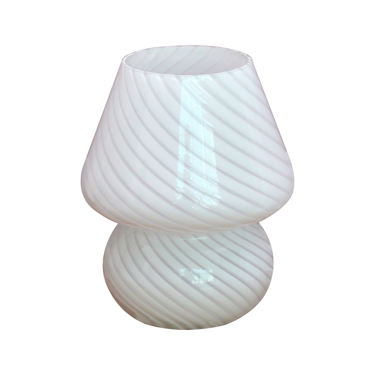 Hand-Blown Glass Mushroom Table Lamp USB Dimmable LED Bedside Light Retro Swirl Accent Lighting for Bedroom Living Room Desk