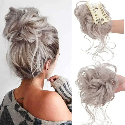 Synthetic Updo Hairpiece with Clip Attachment – Textured Volume for Thin or Fine Hair – Available in 18 Shades Including Blonde, Brown, Black, Gray &
