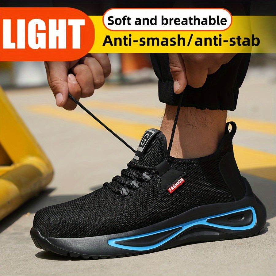 Steel Toe Work Shoes for Men Breathable Mesh Safety Footwear Puncture Resistant Slip-Resistant Outdoor Industrial Construction Job Site