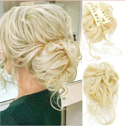 Synthetic Updo Hairpiece with Clip Attachment – Textured Volume for Thin or Fine Hair – Available in 18 Shades Including Blonde, Brown, Black, Gray &