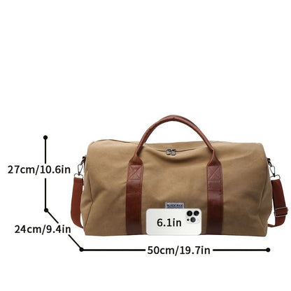 Canvas Overnight Duffel Bag with Multi-Compartment Storage for Travel & Gym