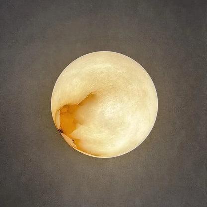 Compact Alabaster Sconce 5 in Globe Natural Stone Diffuser Modern Minimalist Lighting for Bedroom Hallway Entryway Accent Wall Mount Fixture