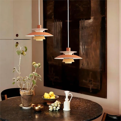 Tiered Metal Ceiling Fixture E27 Socket Mid-Century Style for Kitchen Island Dining Room Breakfast Nook Entryway Adjustable Hanging Light