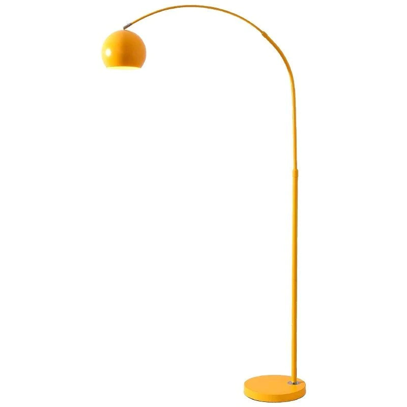 Arched Metal Floor Lamp with Globe Shade for Reading & Living Rooms – Yellow – 70 in Tall – E27 Socket with Foot Switch