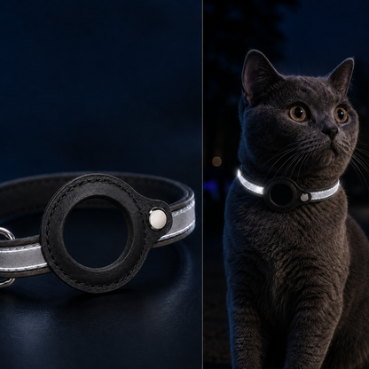 Ortekor AirTag-Compatible Reflective Pet Tracking Collar for Cats & Small Dogs - Secure Holder for Outdoor Adventures & Night Visibility