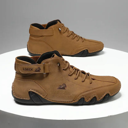 Men's Waterproof High-Top Sneakers with Elastic Slip-On Design - Durable Rubber Sole Boots for Street Style & All-Weather Wear