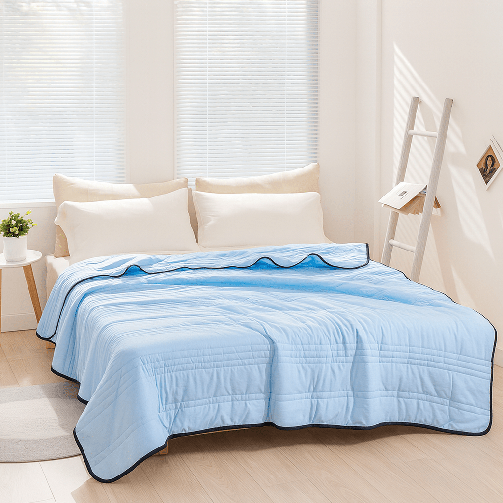 Temperature-Regulating Throw Blanket for Hot Sleepers – Soft Polyester Moisture-Wicking Bedding for Year-Round Comfort in Bedroom, Guest Roo