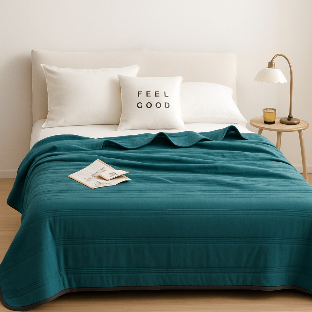 Temperature-Regulating Throw Blanket for Hot Sleepers – Soft Polyester Moisture-Wicking Bedding for Year-Round Comfort in Bedroom, Guest Roo