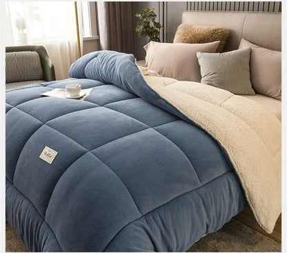 Plush Two-Sided Comforter for Bedroom - Checkered Microfiber & Fleece Blanket - Year-Round Lightweight Throw for Queen or Full Bed - Machine