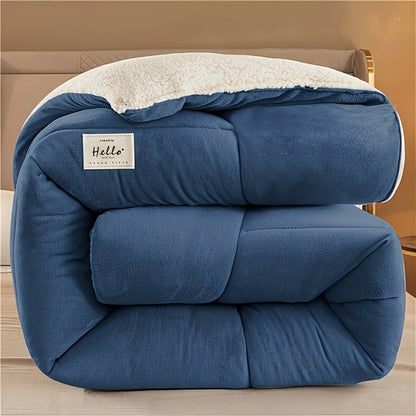 Plush Two-Sided Comforter for Bedroom - Checkered Microfiber & Fleece Blanket - Year-Round Lightweight Throw for Queen or Full Bed - Machine