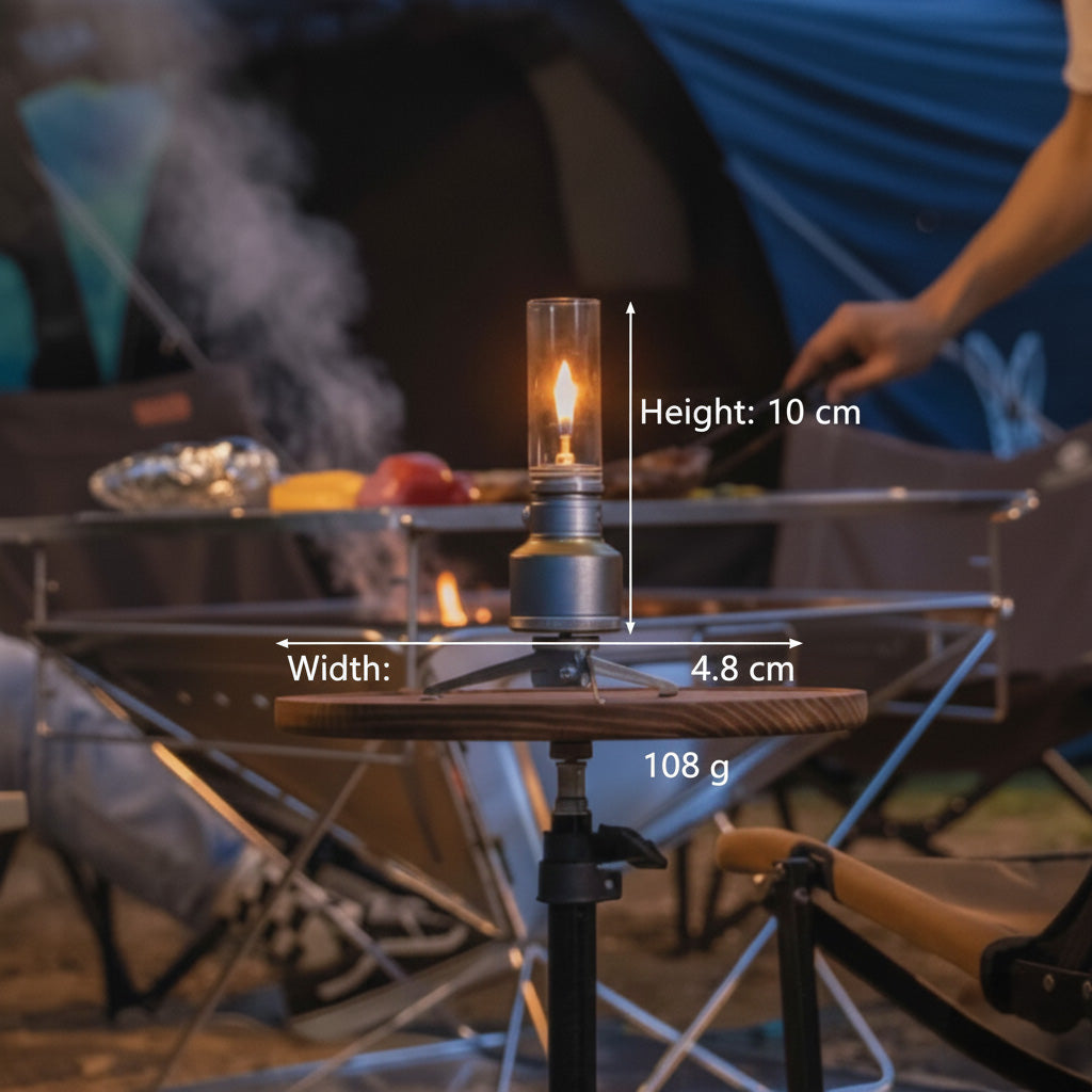 Butane Gas Lantern Aluminum Portable Outdoor Light Camping Hiking Backpacking Adjustable Flame Manual Ignition Vintage Design Travel Gear Em