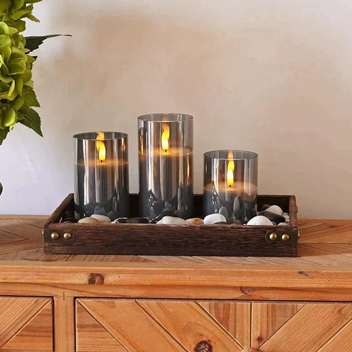 Flameless LED Pillar Candles with Remote Control & Timer – 3-Piece Set, Realistic Flickering Flame Effect for Living Room, Bedroom, Dining