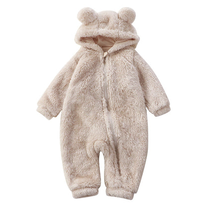 Ortekor Cozy Bear | Cartoon Bear Winter Baby Onesie with Zip Closure | Soft Flannel for Ultimate Warmth