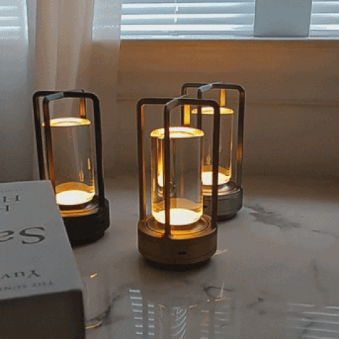 Casa Nordic | Crystal Lantern Table Lamp with Adjustable Brightness | Stylish Portable Lighting for Home & Outdoor