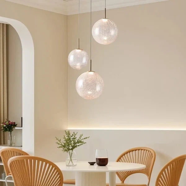 Adjustable Multi-Globe LED Spiral Chandelier 20-43 in Diameter Crackle or Matte Glass Brass Finish for Entryway & Dining Room